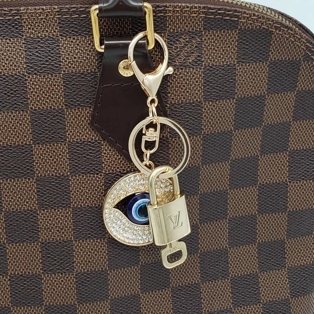 Authentic Louis Vuitton Lock & Key with unbranded Evil Eye Bagcharm, Keycharm - Picture 3 of 7